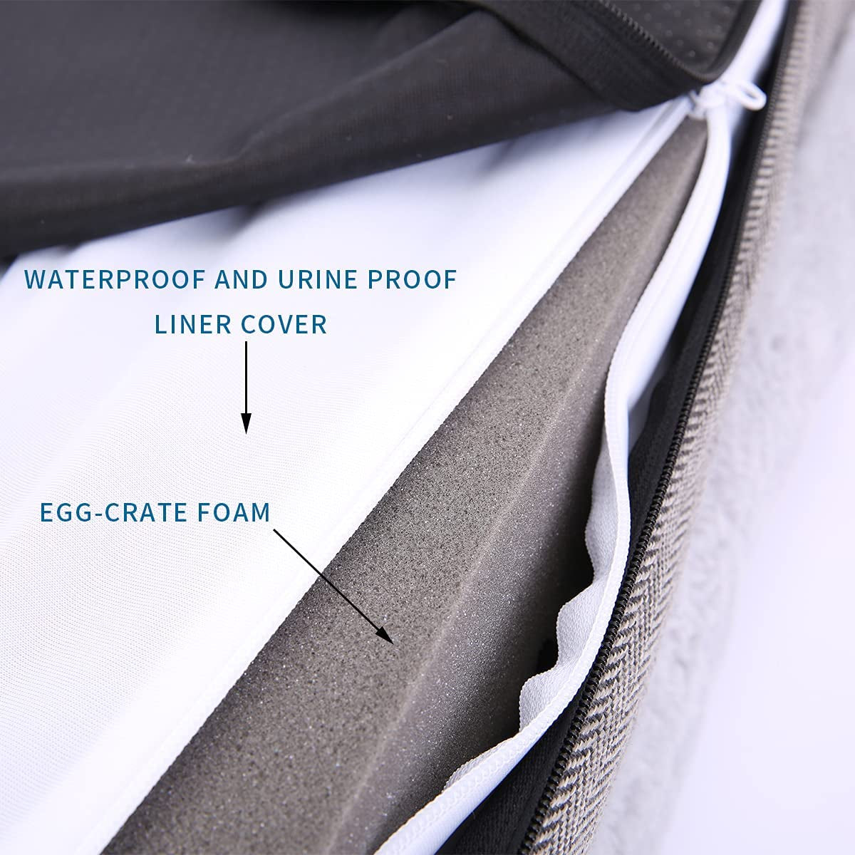 Orthopedic Dog Bed for Medium Dogs, Bolster Sides Dogs Sofa Bed with Removable Washable Cover & Non-Skid Bottom, Soft Pet Bed with Egg Foam Dog Couch for Sleeping, 31 X 25 Inch, Gray
