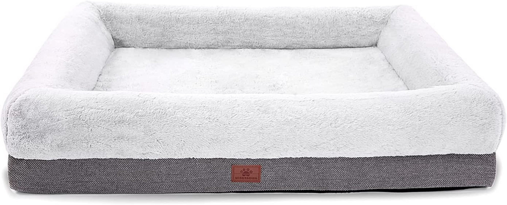Orthopedic Dog Bed for Extra Large Dogs, Bolster Sides Dogs Sofa Bed with Removable Washable Cover & Non-Skid Bottom, Soft Pet Bed with Egg Foam Dog Couch for Sleeping, 46 X 30 Inch, Gray