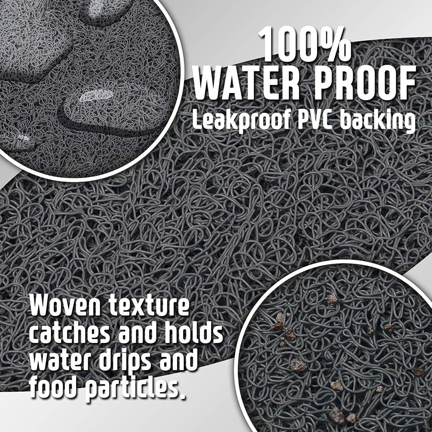 Bowl Mat for Cat and Dog, Silicone Non-Slip Absorbent Waterproof Dog Food Mat, Easy to Clean, Unique Paw Design